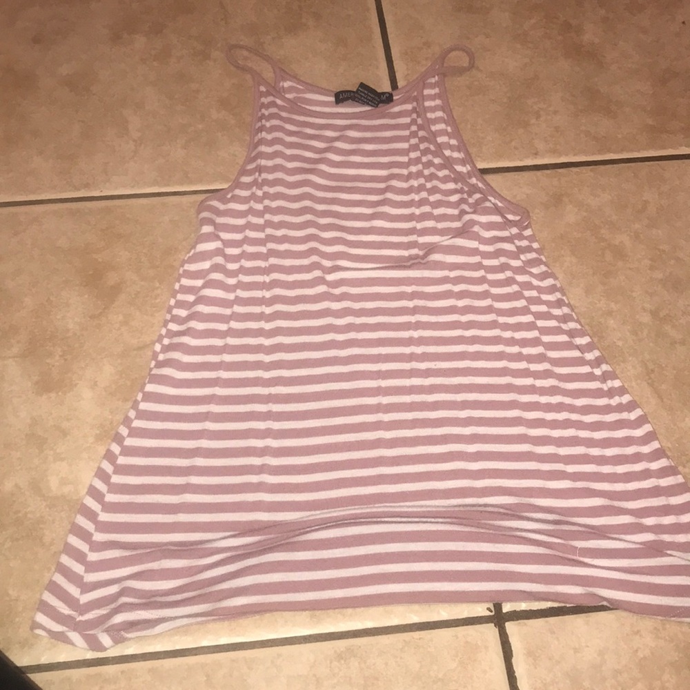 Pink and white striped tank top